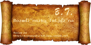 Bozmánszky Tatjána névjegykártya